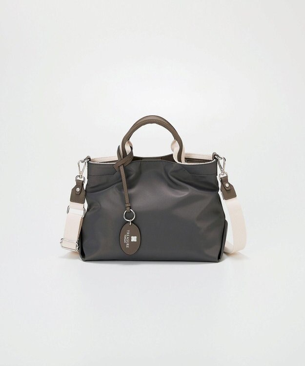 TOPKAPI 【TREASURE TOPKAPI】】ストライプハンドル ナイロン 2way ミニ トートバッグ ダークグレー