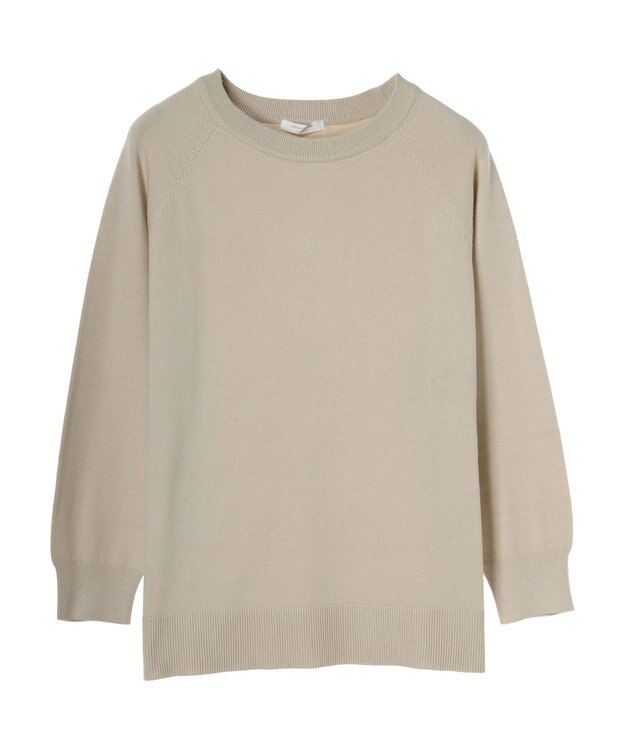 Green Parks もちやわ　ボートネックニットチュニック Light Beige