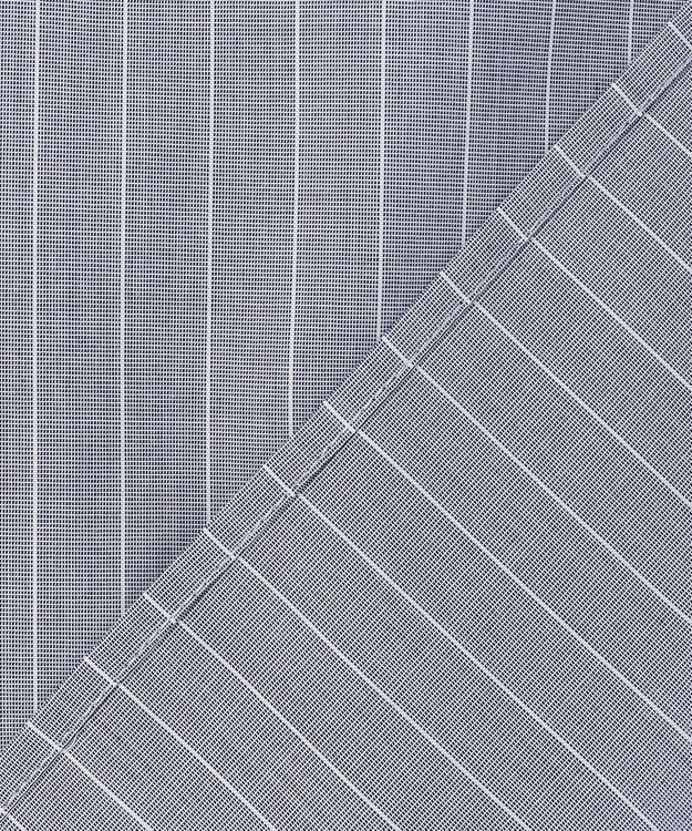 J.PRESS LADIES L ストライプ×エンブロイダリー バンドカラー ブラウス ネイビー×ホワイト系