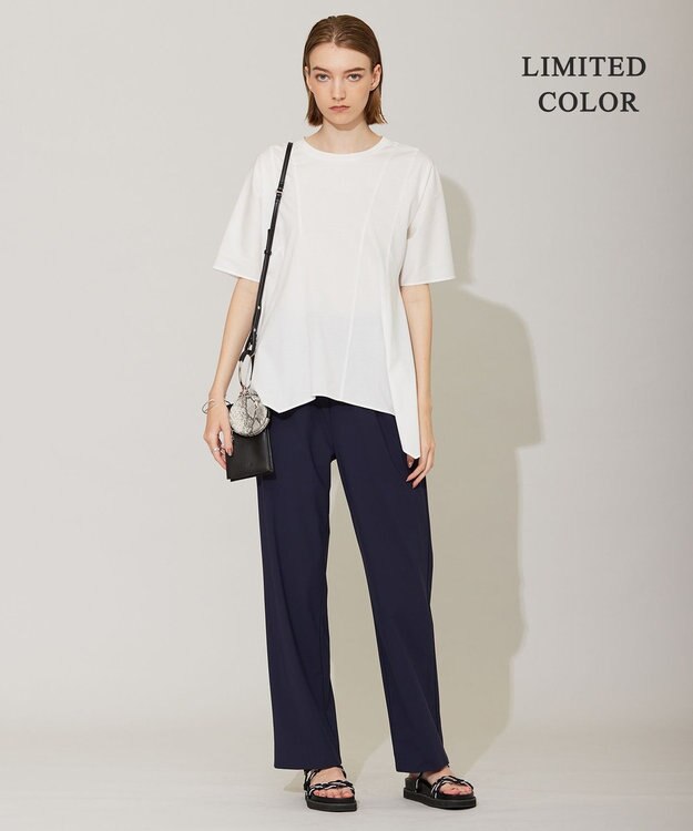 ICB L 【接触冷感・UVカット・速乾・洗える】マットスキューバ セミワイドパンツ ネイビー系［WEB限定］