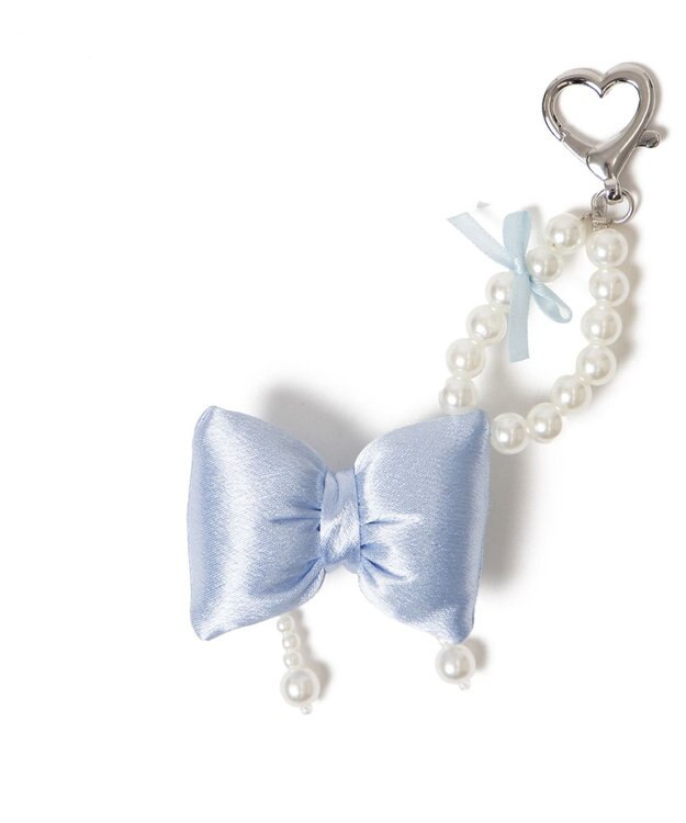 WEGO ダブルパールリボンキーホルダー サックス