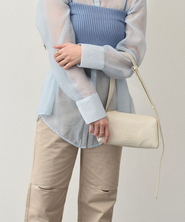 INTER-CHAUSSURES 【CHRISTIAN VILLA】レザーショルダーワイドバッグ ベージュ