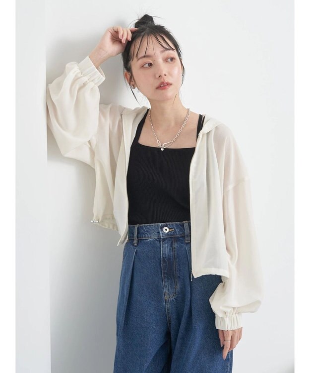 earth music&ecology シアーフードブルゾン Off White