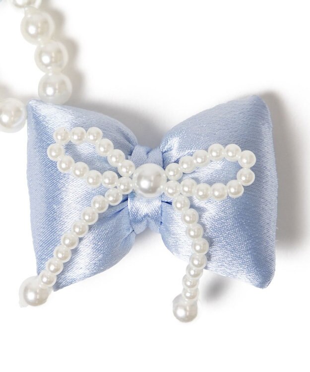 WEGO ダブルパールリボンキーホルダー サックス