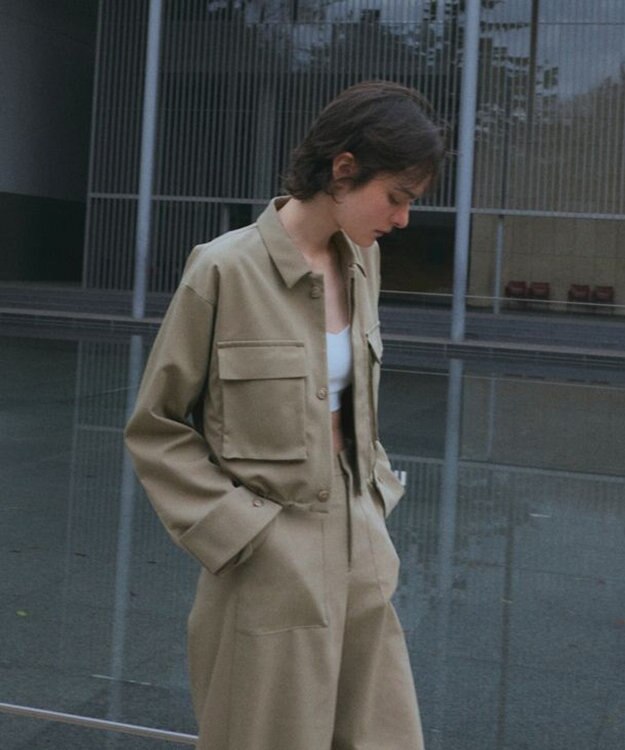 NAVE 【Nave・セットアップ可/洗える/撥水】スパンツイル ショートジャケット カーキ系