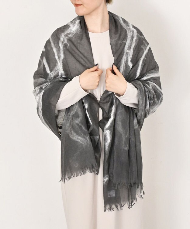 muto ニードルパンチ シルクウールストール black