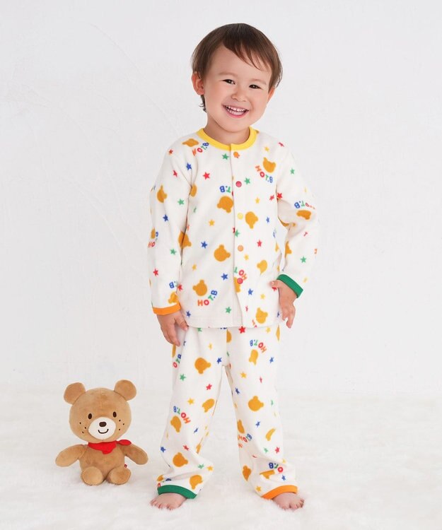 MIKI HOUSE HOT BISCUITS 【80-120cm】 カラフルパイピング フリース ルームウェア