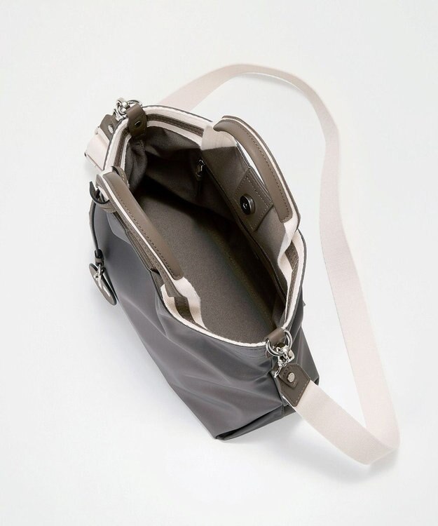 TOPKAPI 【TREASURE TOPKAPI】】ストライプハンドル ナイロン 2way ミニ トートバッグ ダークグレー