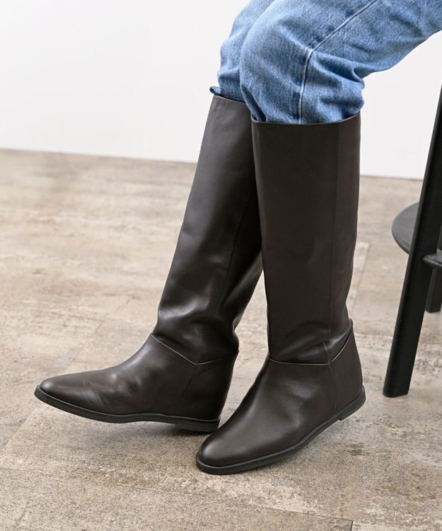 APOM インヒールロングブーツ40 ダークブラウン