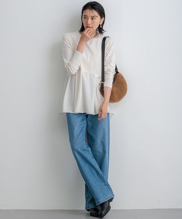 23区 S 【滝沢眞規子さん着用/VERY掲載/洗える】23区DENIM ストレッチ ワイドパンツ スカイブルー系