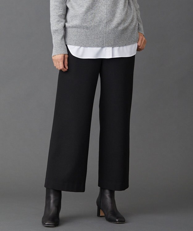 J.PRESS LADIES 【洗える】チェルビック セミワイド パンツ ブラック系