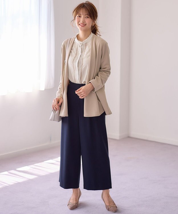 ANY SIS 【洗える】チェーンポイント ワイドパンツ シャンブレー