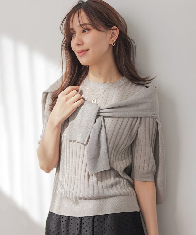 組曲 ライトラメニット アンサンブル グレージュ系