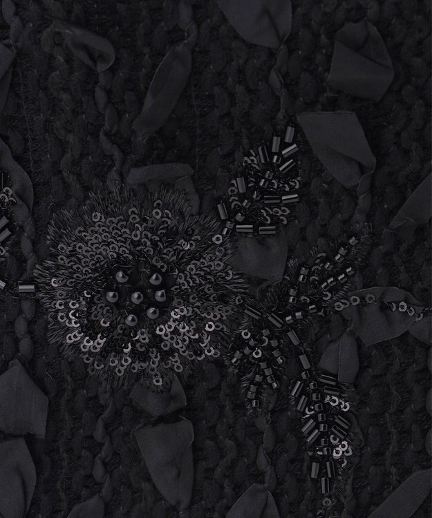 自由区 【カトリエムブーケ】Tweed a fleurs et rubans ドロストバッグ ブラック