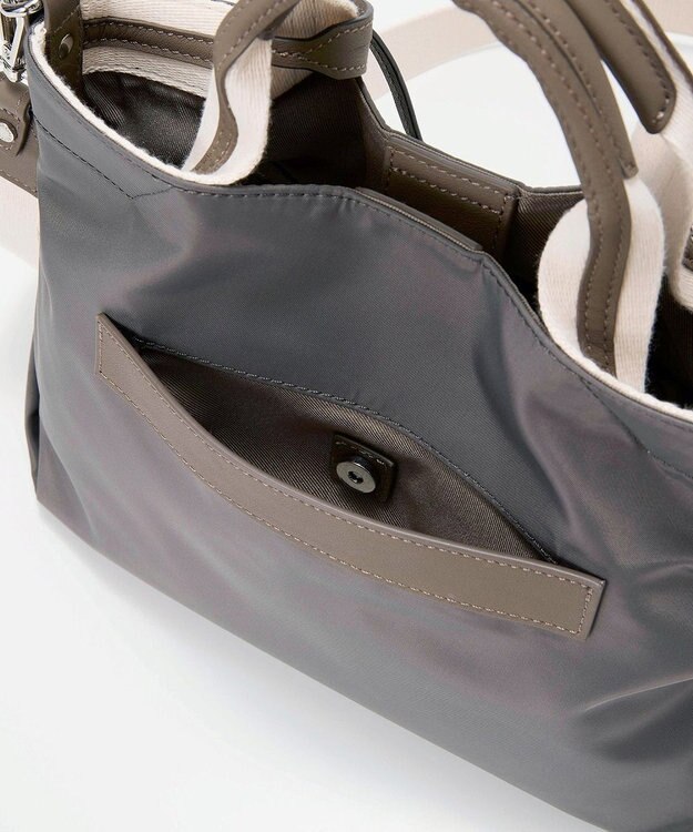 TOPKAPI 【TREASURE TOPKAPI】】ストライプハンドル ナイロン 2way ミニ トートバッグ ダークグレー