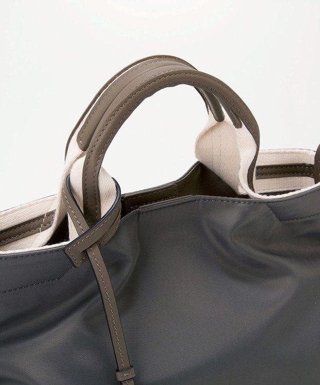 TOPKAPI 【TREASURE TOPKAPI】】ストライプハンドル ナイロン 2way ミニ トートバッグ ダークグレー