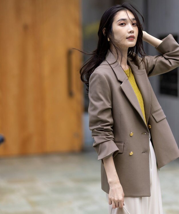 ANY SIS ビューティサーモ2WAYストレッチ テーラードジャケット グレージュ