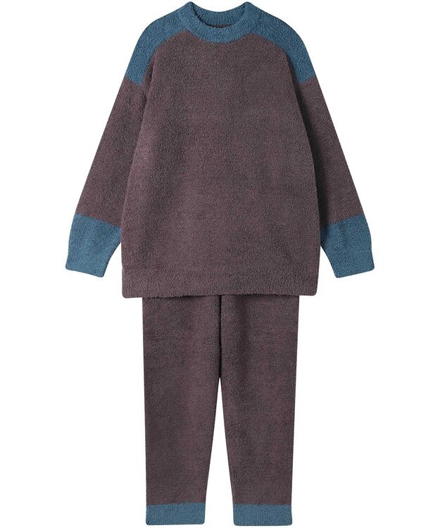 une nana cool カラーブロッキング　プルオーバー＆ロングパンツセット ブラウン