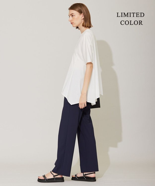 ICB 【接触冷感・UVカット・速乾・洗える】マットスキューバ セミワイドパンツ ネイビー系［WEB限定］