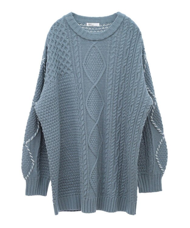 CRAFT STANDARD BOUTIQUE ハンドステッチケーブルニットチュニック Sax