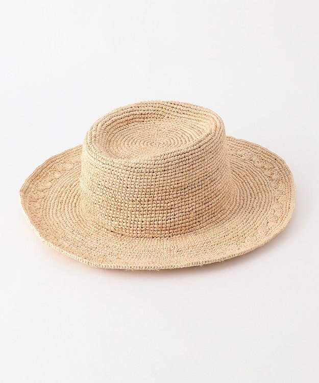 23区 ラフィアデザイン ブリムハット ベージュ系