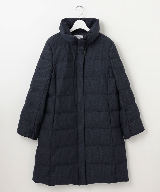 J.PRESS LADIES 【洗える】ポリエステルハウンドトゥース ロング ダウンコート ネイビー系3