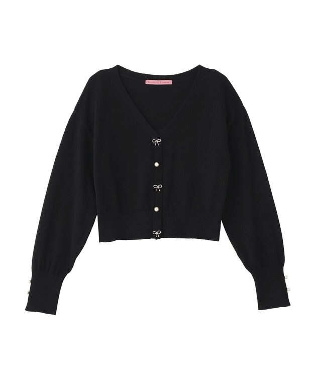 Maison de FLEUR ビジューリボンカーディガン Black