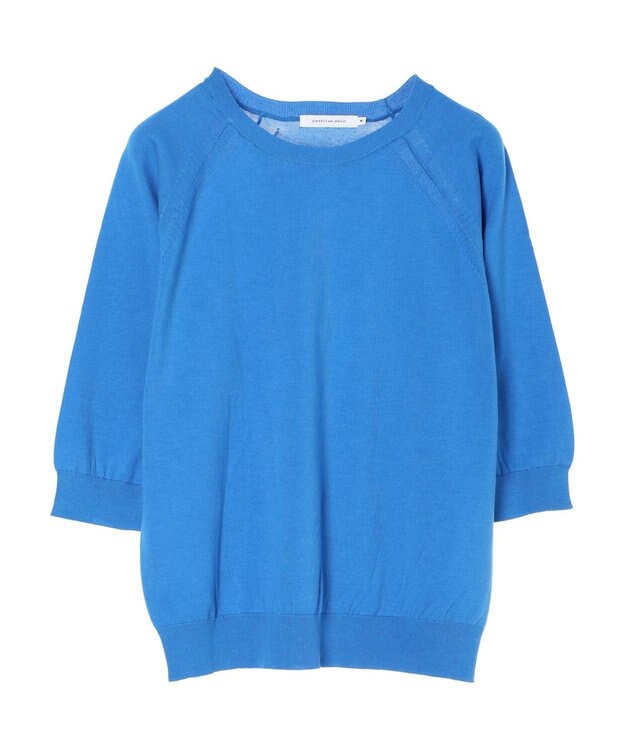AMERICAN HOLIC ＵＶカットラグラン５分袖ニットプルオーバー Blue