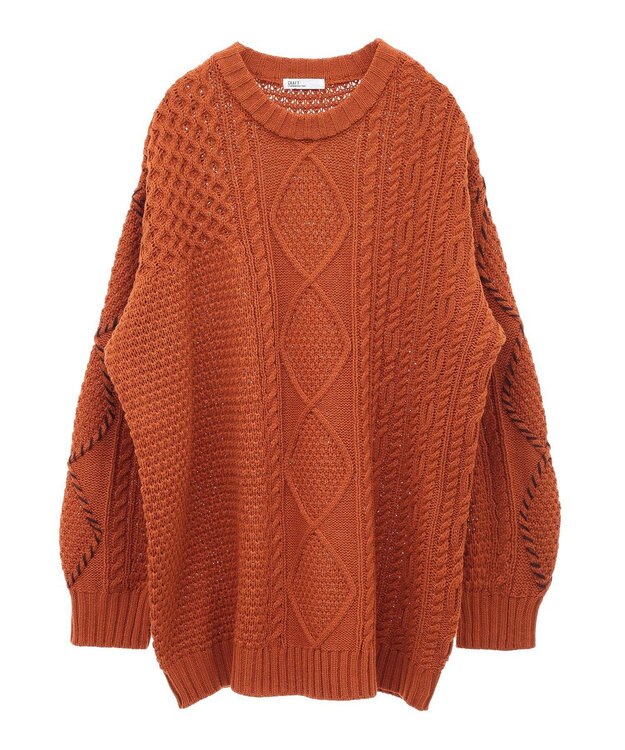 CRAFT STANDARD BOUTIQUE ハンドステッチケーブルニットチュニック Orange