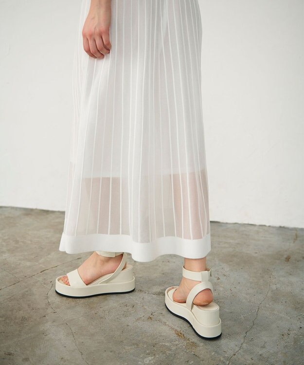 GRACE CONTINENTAL ラメシアープリーツニットワンピース ホワイト