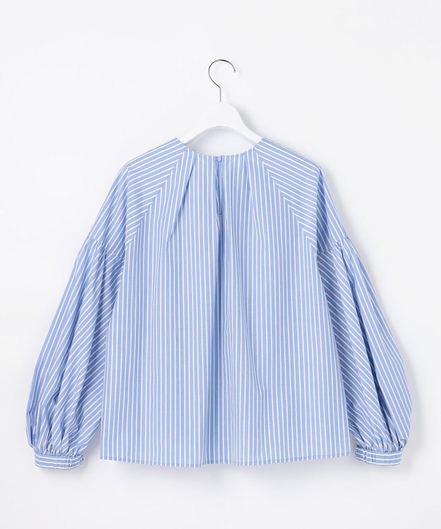 自由区 【SHIHOさん着用】ボリュームスリーブ ブラウス サックスストライプ