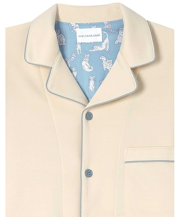 une nana cool 【綿混】ハイゲージダブルエアー メンズ長袖開襟 MADE WITH LIBERTY FABRIC クリーム