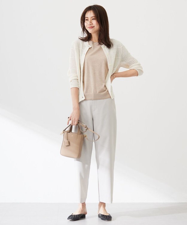 J.PRESS LADIES L 【WEB限定・洗える】Vis/Peスパーク ラメ配色 ニット ベージュ系