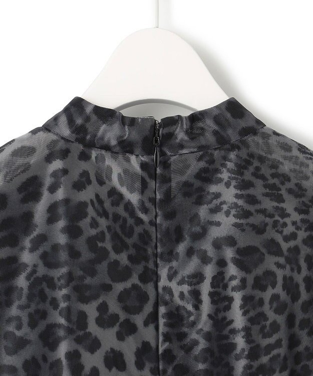 ICB L 【洗える】シアーカールマイヤー ブラウス チャコール系