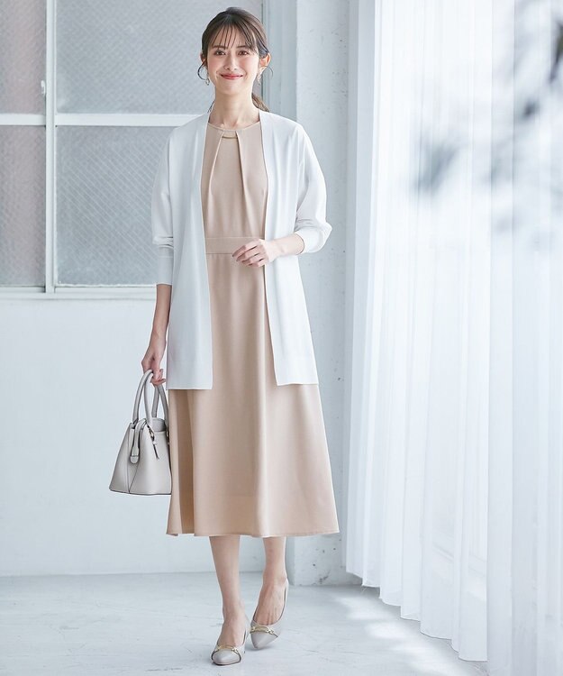 ANY SIS 【WEB・一部店舗限定】リネンライクポリエステル ワンピース ライトベージュ