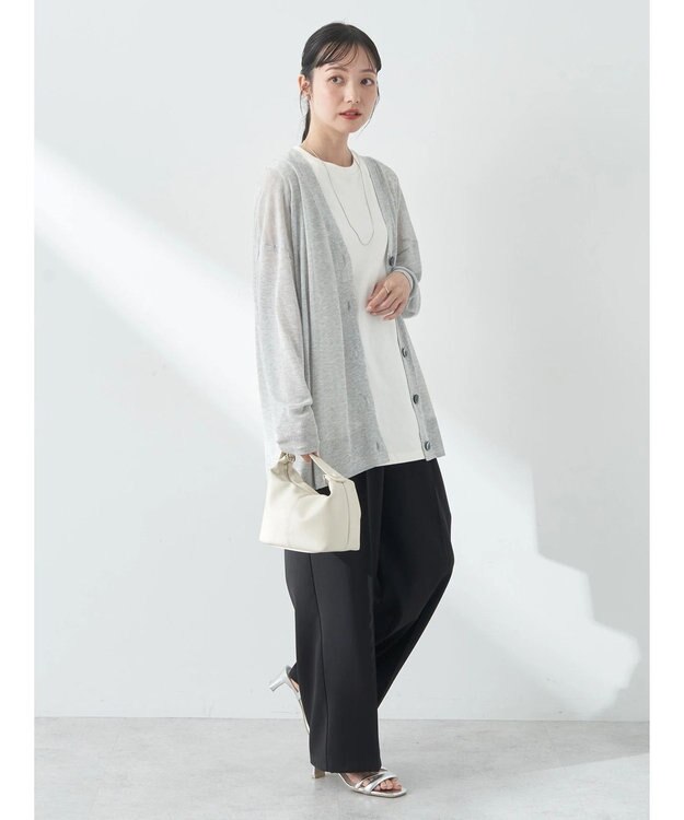 earth music&ecology シアーＢＩＧカーディガン Gray Mixture