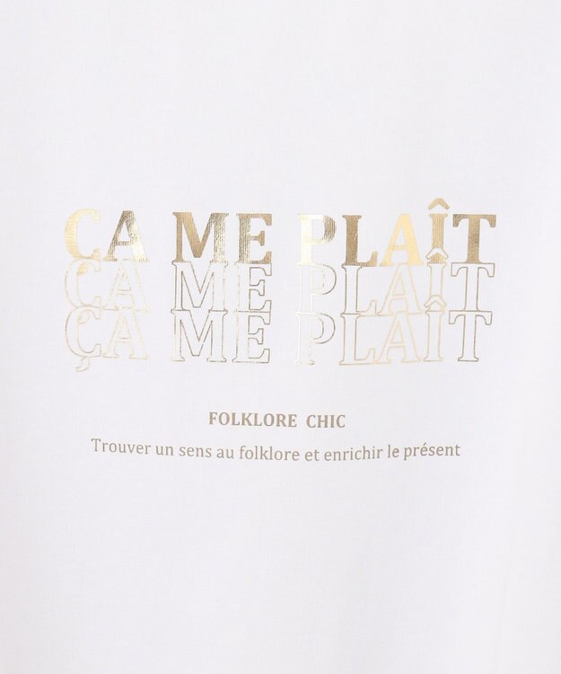 23区 【UVカット/洗える】CA ME PLAIT ロゴTシャツ オフ×ゴールド