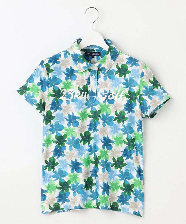 23区GOLF 【WOMEN】【UVカット】草花柄プリントポロシャツ パイングリーン系5