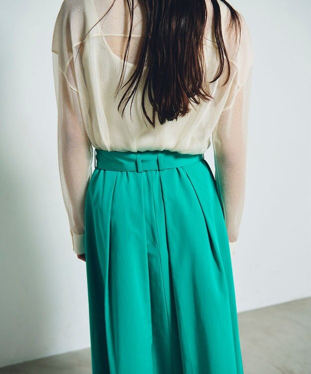 GRACE CONTINENTAL グログランタックフレアスカート グリーン