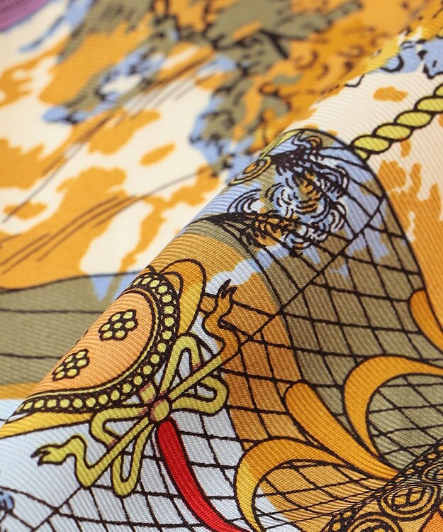 23区 manipuri バルーンフラワー コラージュ スカーフ オレンジ系