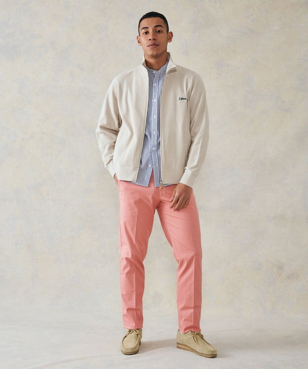 J.PRESS MEN ポプリンマルチストライプ バンドカラーシャツ ネイビー系1