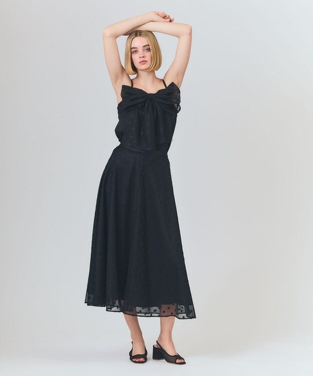 GRACE CONTINENTAL ドットembチュールスカート ブラック