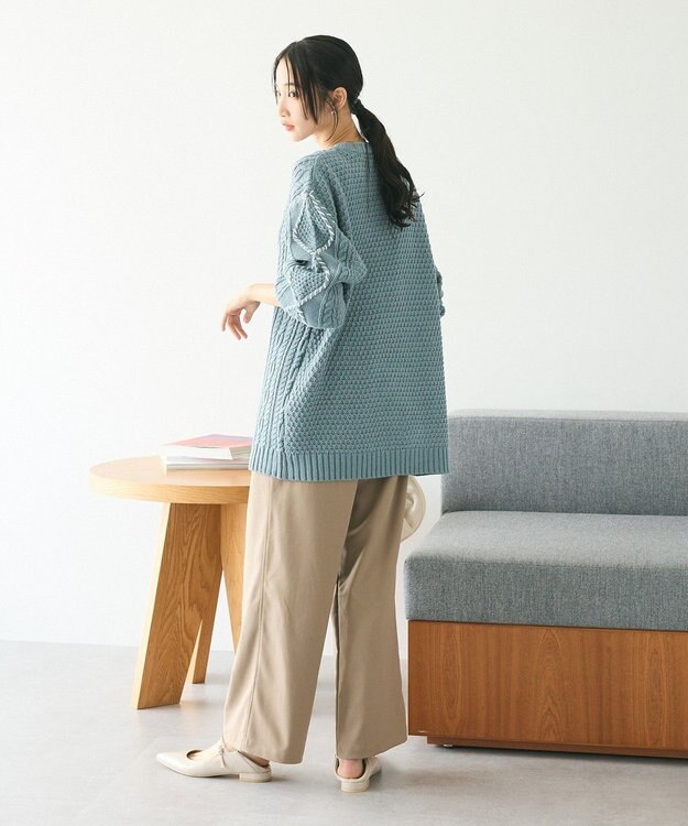 CRAFT STANDARD BOUTIQUE ハンドステッチケーブルニットチュニック Sax