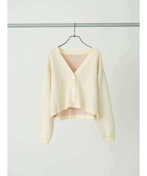 earth music&ecology バイカラースポンディッシュカーディガン Ivory