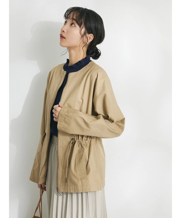CRAFT STANDARD BOUTIQUE コットンギャバジンノーカラーＺＩＰブルゾン Beige