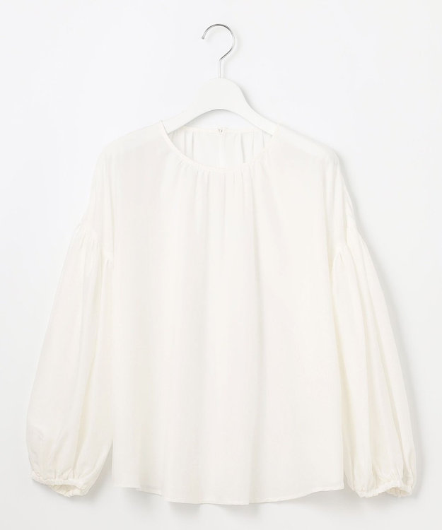 自由区 S 【洗える】キュプラコットンツイルプルオーバー ブラウス オフホワイト