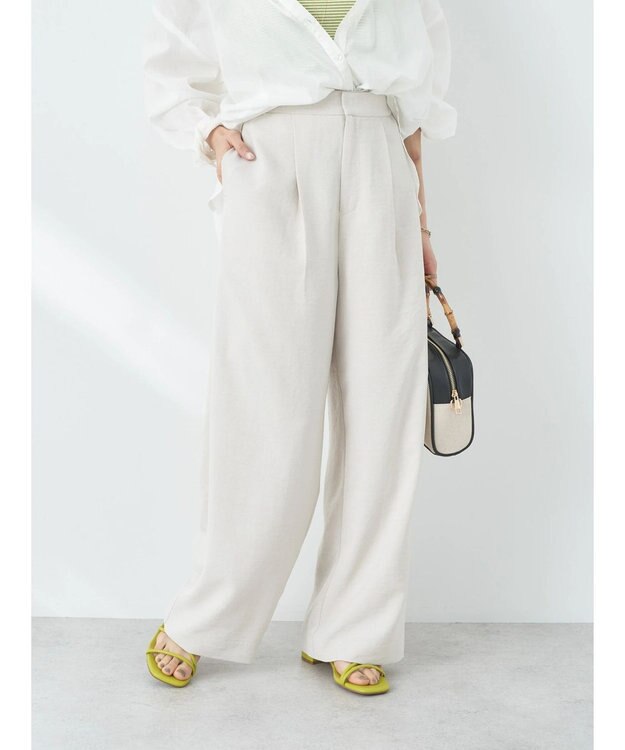 earth music&ecology タックワイドパンツ Ivory