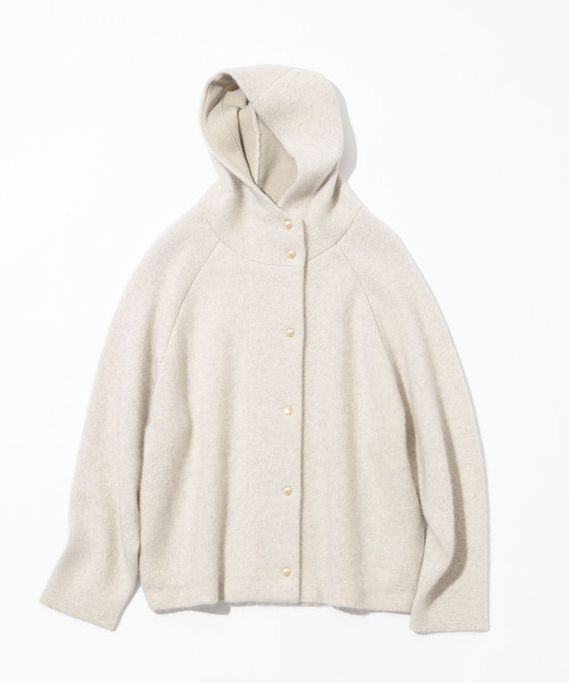 23区 ラクーンブレンドダブルフェイス ニット フーディー アイボリー系