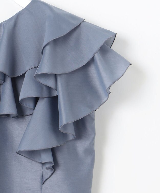 Feroux 【洗える】エアリーフリル ブラウス ブルー系