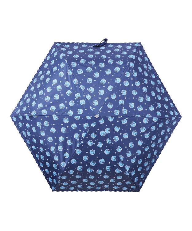 MOONBAT アデリアレトロ×estaa 晴雨兼用日傘 折りたたみ傘 花の輪 UV 一級遮光 ディープブルー